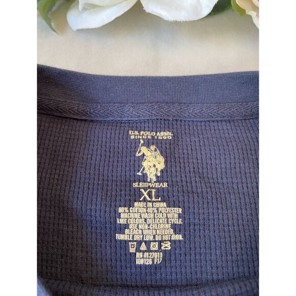 U.S. Polo Assn. Navy Blue Long Sleeve Waffle Knit Shirt XL Waffle Thermal Logo - Picture 5 of 6